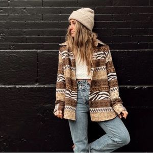 Mohegan Brown Striped Shacket